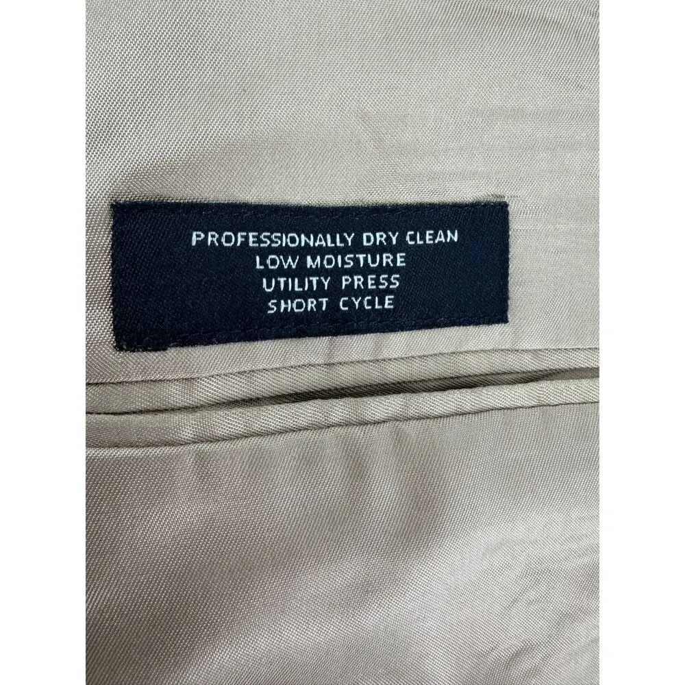 Jos A Bank 100% Camel Hair Sport Coat 44XL Houndstooth‎ Tan Navy Blazer 3-Button